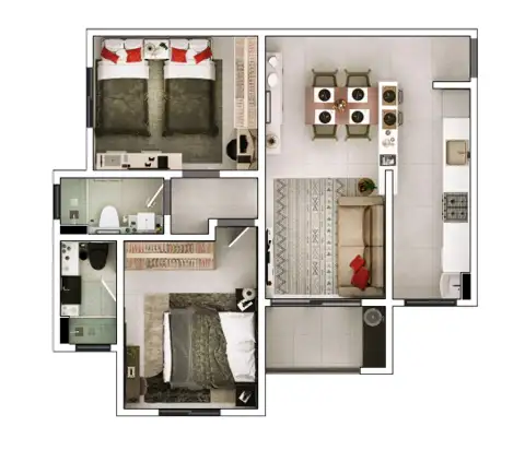 San Giovanni: Planta 02 - 2 dorm 66,15m²