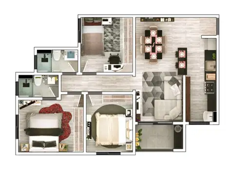 San Giovanni: Planta 03 - 3 dorm 70,31m²
