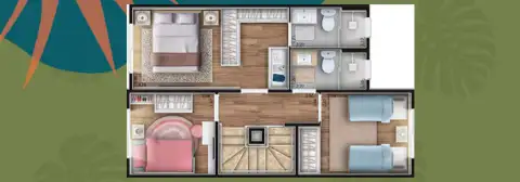 Felicittá Residencial: Planta - 02 - 92m² - piso superior